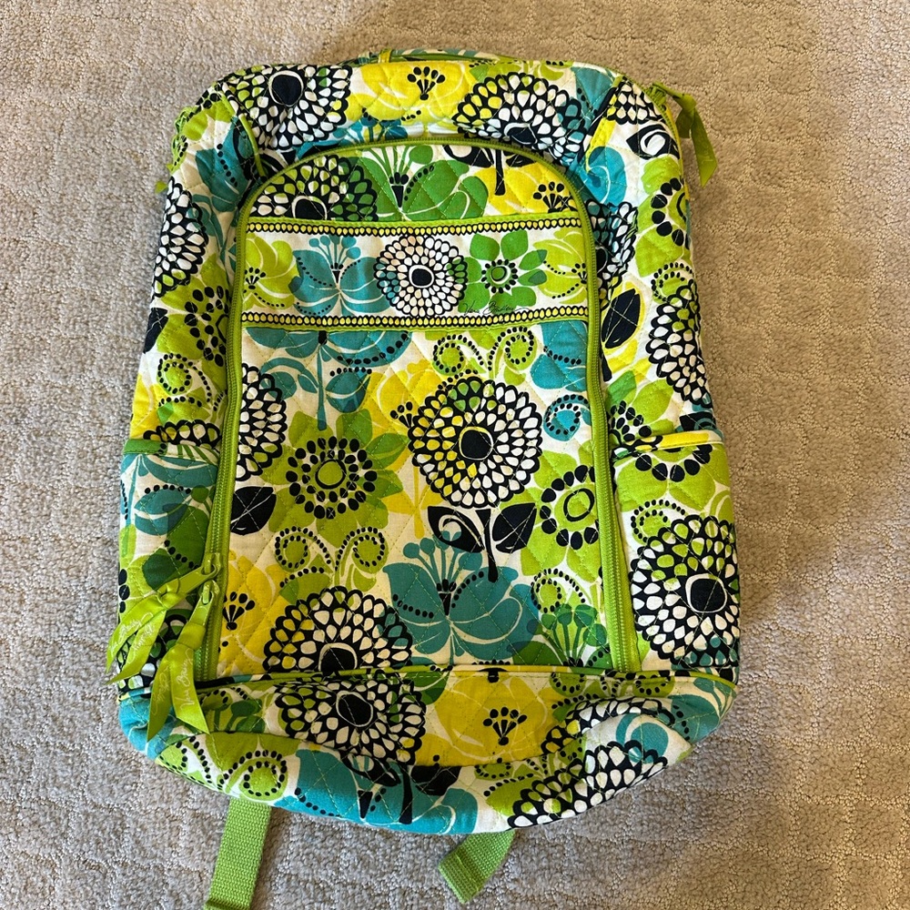 Vera Bradley Floral Laptop Backpack - Green, Blue, Black w/ bag tag